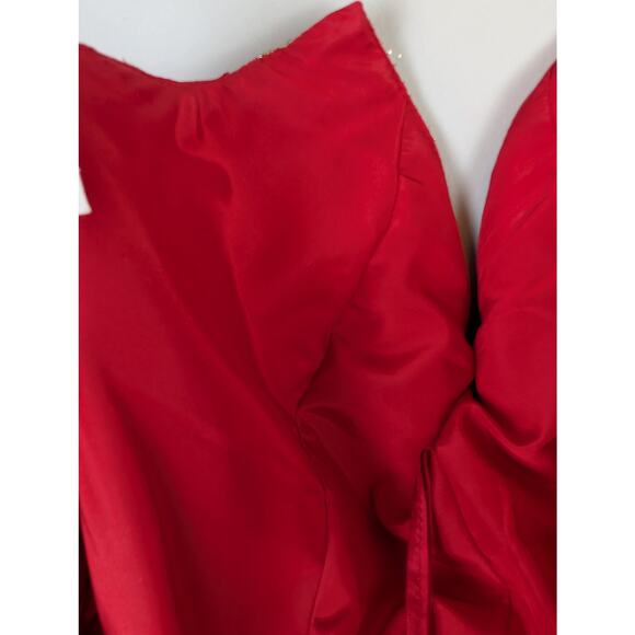 Vintage Victor Costa Strapless Dress Red/Gold 8 - Picture 11 of 12